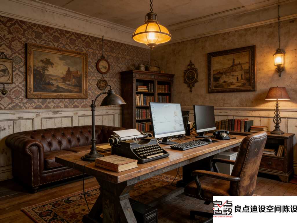 办公室软装设计 | 把复古风搬进工作室，加班都变治愈了✨